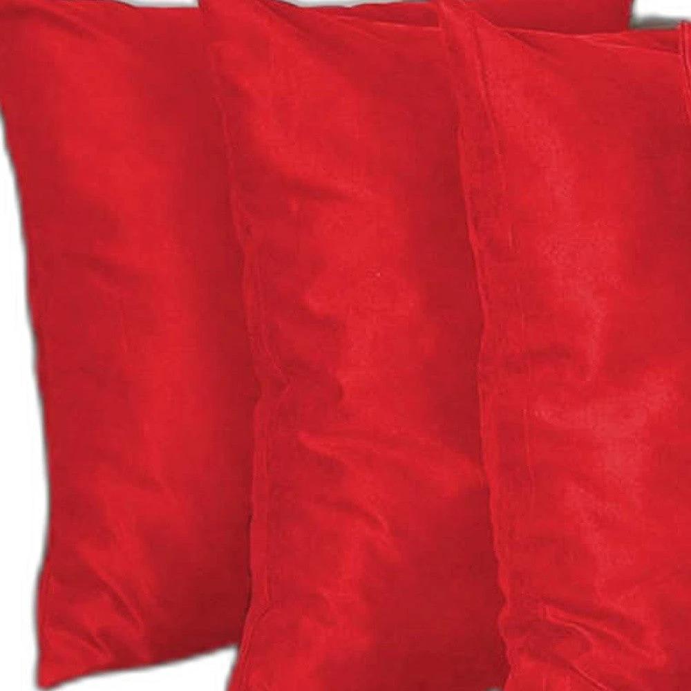 Set Of Four 22" X 22" Red Polyester Zippered Pillow Cover - Homeroots