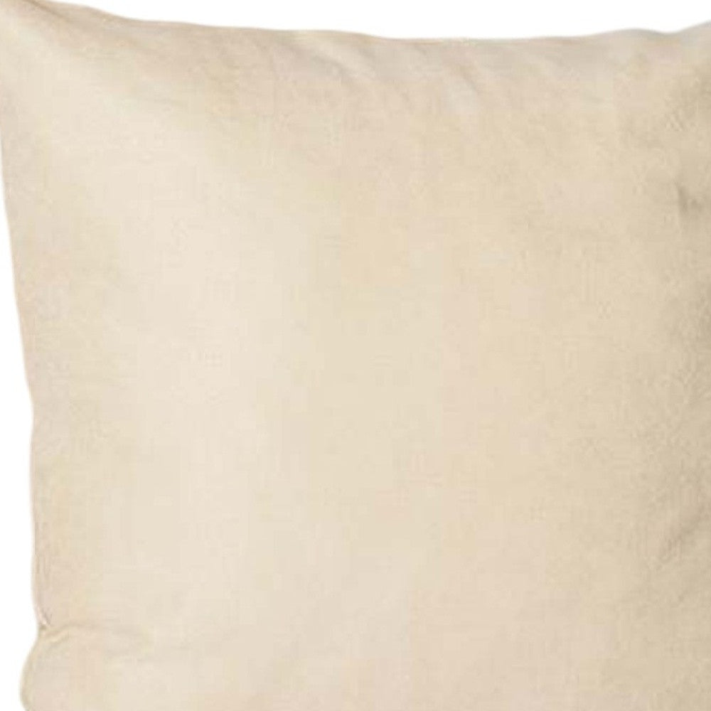 Set Of Four 22" X 22" Beige Polyester Zippered Pillow Cover