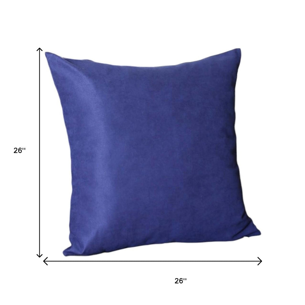 Set of Four 26" Navy Blue Fabric Euro Throw Pillow Covers