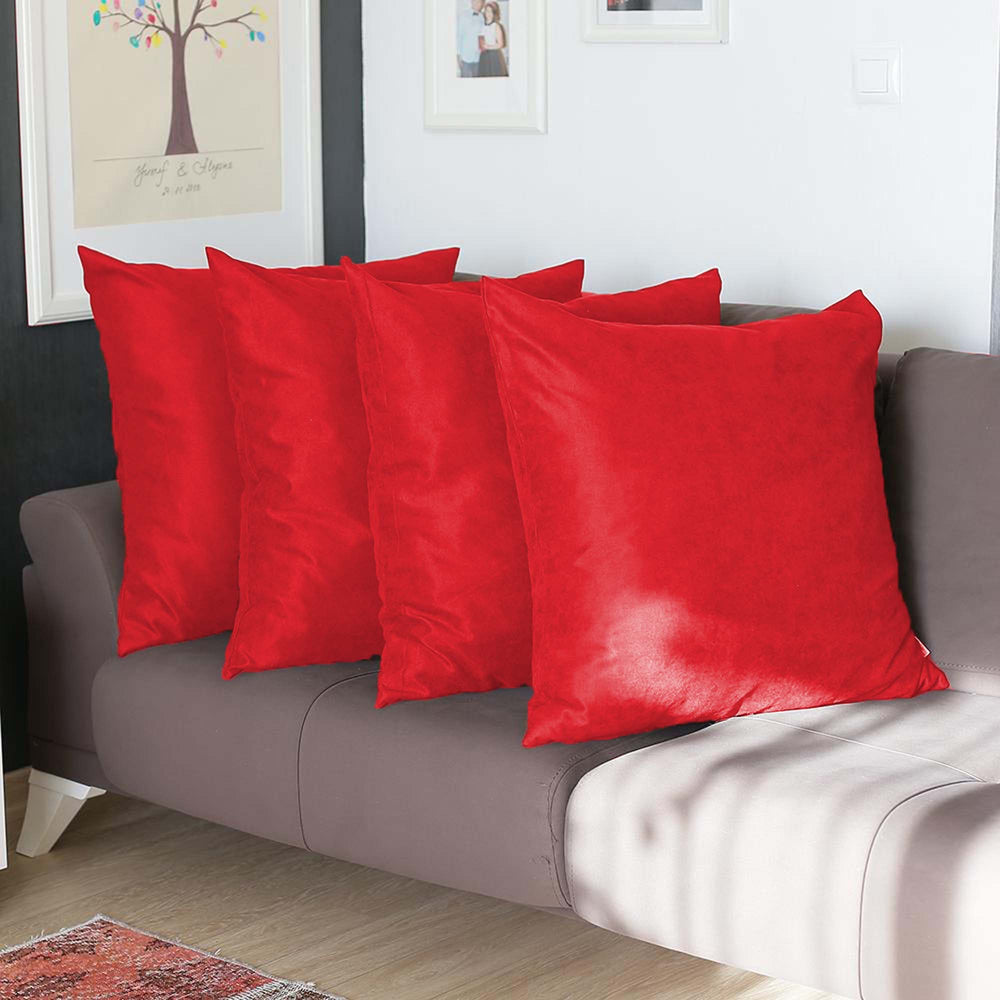 Set Of Four 26" X 26" Red Polyester Zippered Pillow Cover - Homeroots - Flyclothing LLC