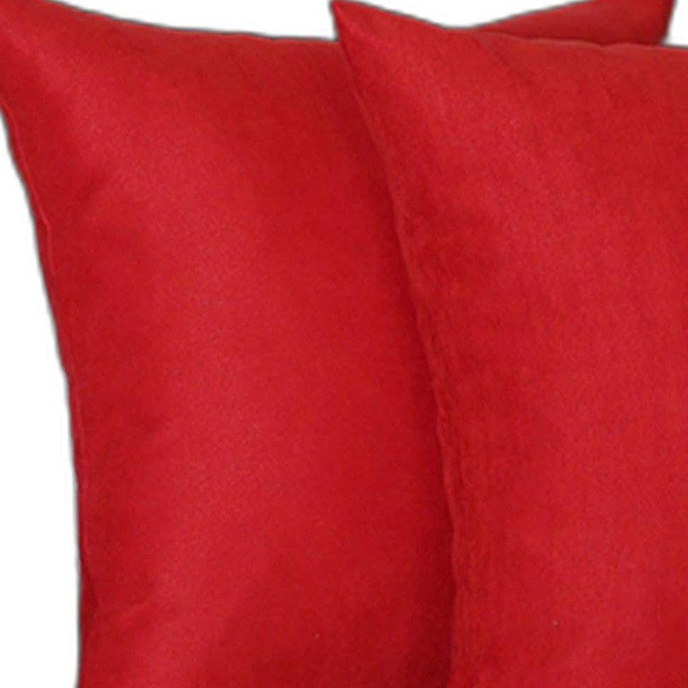 Set Of Two 16" X 16" Red Polyester Zippered Pillow Cover - Homeroots - Flyclothing LLC