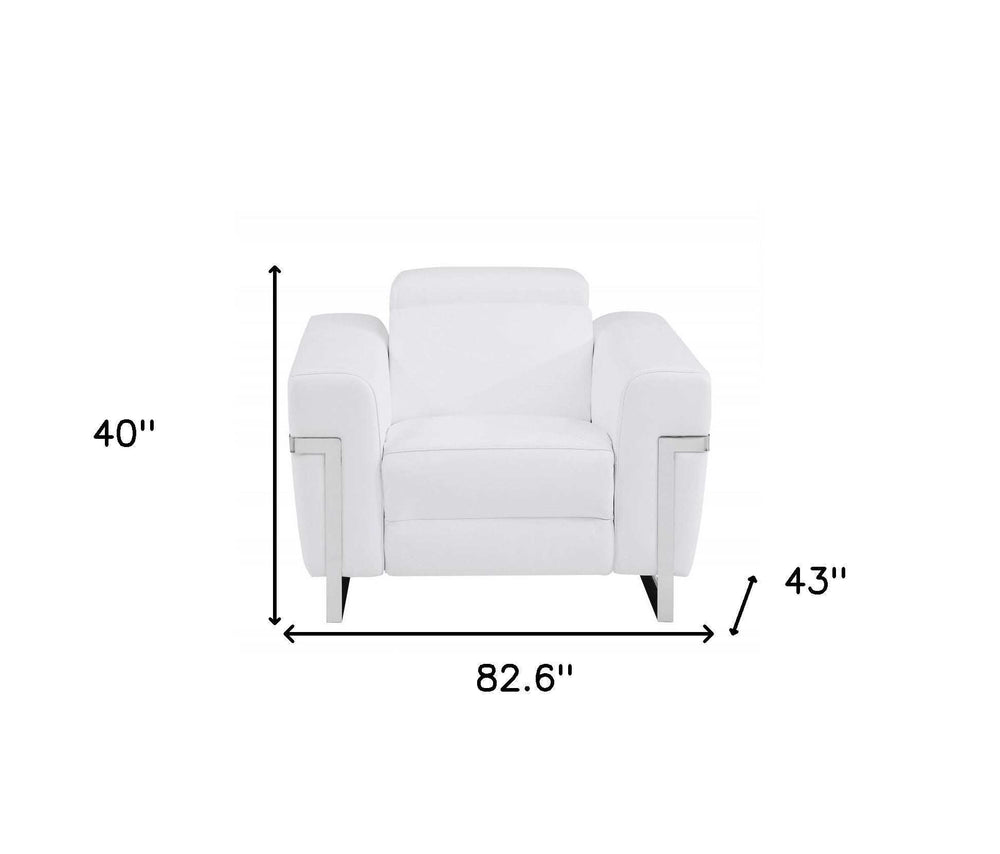 Three Piece Indoor White Italian Leather Six Person Seating Set - Homeroots - Flyclothing LLC