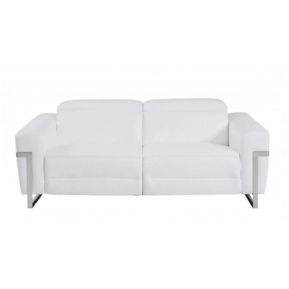 Two Piece Indoor White Italian Leather Five Person Seating Set - Homeroots - Flyclothing LLC