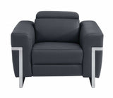 Three Piece Indoor Dark Gray Italian Leather Six Person Seating Set - Homeroots - Flyclothing LLC