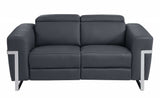 Three Piece Indoor Dark Gray Italian Leather Six Person Seating Set - Homeroots - Flyclothing LLC