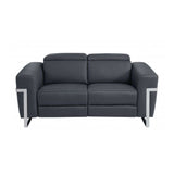 Two Piece Indoor Dark Gray Italian Leather Five Person Seating Set - Homeroots - Flyclothing LLC