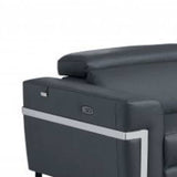 Two Piece Indoor Dark Gray Italian Leather Five Person Seating Set - Homeroots - Flyclothing LLC