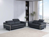Two Piece Indoor Dark Gray Italian Leather Five Person Seating Set - Homeroots - Flyclothing LLC