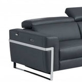 Two Piece Indoor Dark Gray Italian Leather Five Person Seating Set - Homeroots - Flyclothing LLC