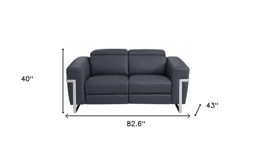 Two Piece Indoor Dark Gray Italian Leather Five Person Seating Set - Homeroots - Flyclothing LLC