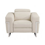 Three Piece Indoor Beige Italian Leather Six Person Seating Set - Homeroots - Flyclothing LLC