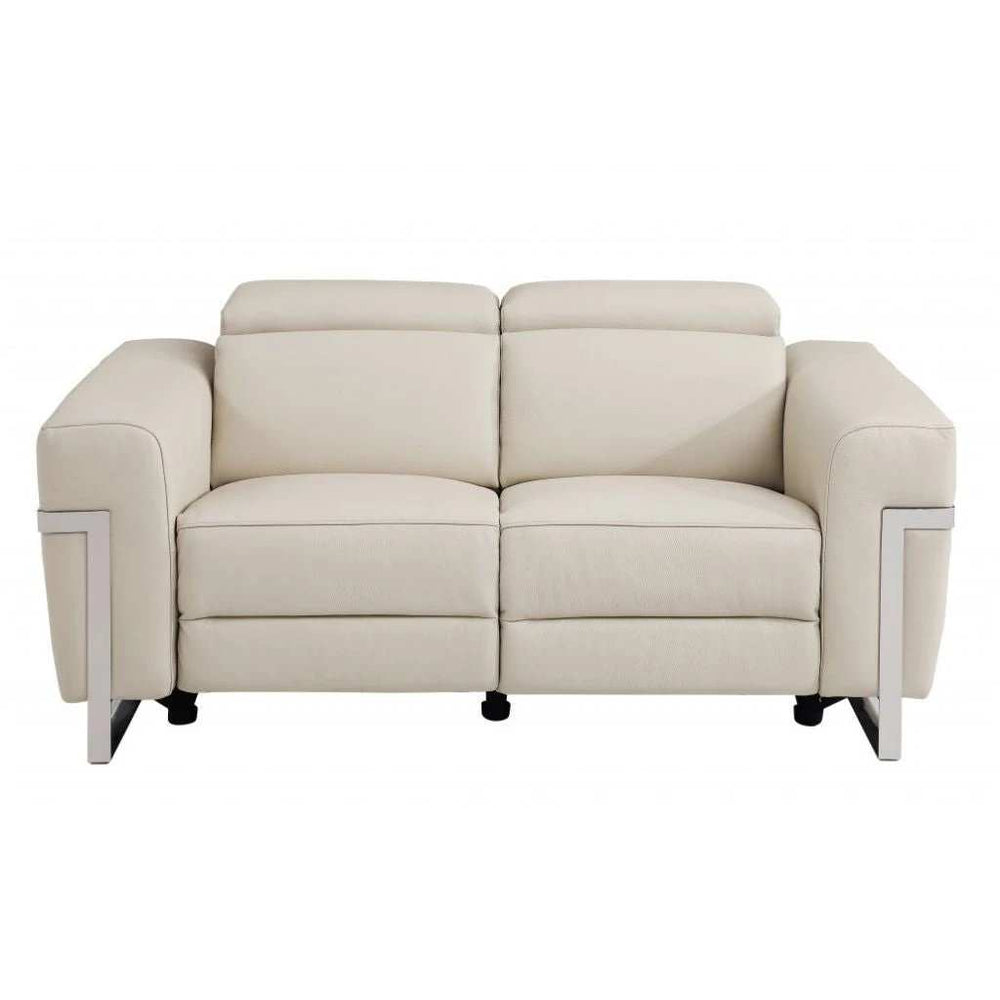 Three Piece Indoor Beige Italian Leather Six Person Seating Set - Homeroots - Flyclothing LLC