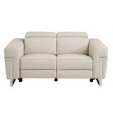 Three Piece Indoor Beige Italian Leather Six Person Seating Set - Homeroots - Flyclothing LLC