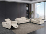 Three Piece Indoor Beige Italian Leather Six Person Seating Set - Homeroots - Flyclothing LLC