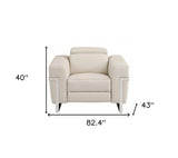 Three Piece Indoor Beige Italian Leather Six Person Seating Set - Homeroots - Flyclothing LLC