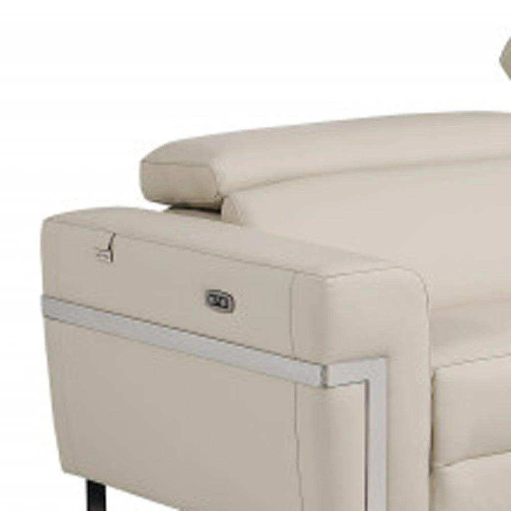 Two Piece Indoor Beige Italian Leather Five Person Seating Set - Homeroots - Flyclothing LLC