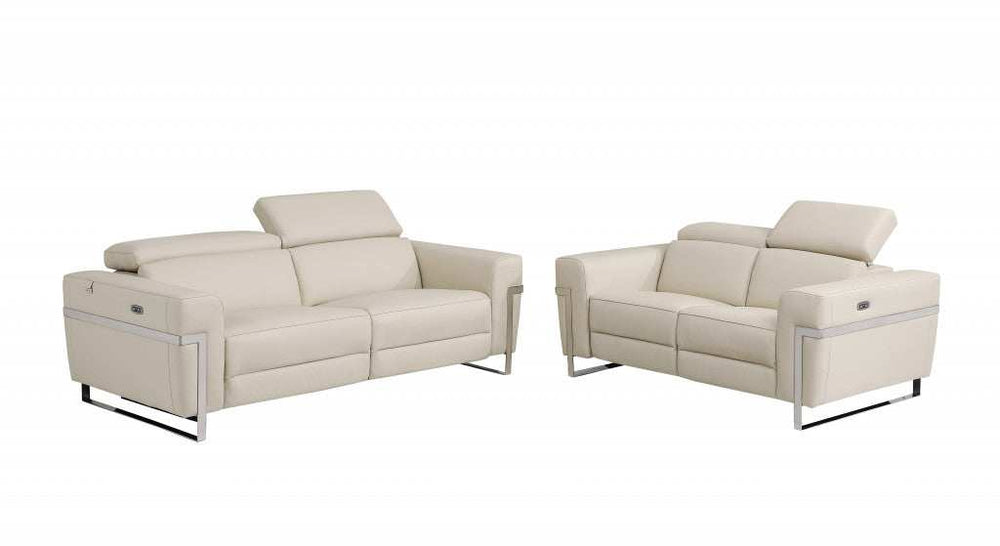 Two Piece Indoor Beige Italian Leather Five Person Seating Set - Homeroots - Flyclothing LLC
