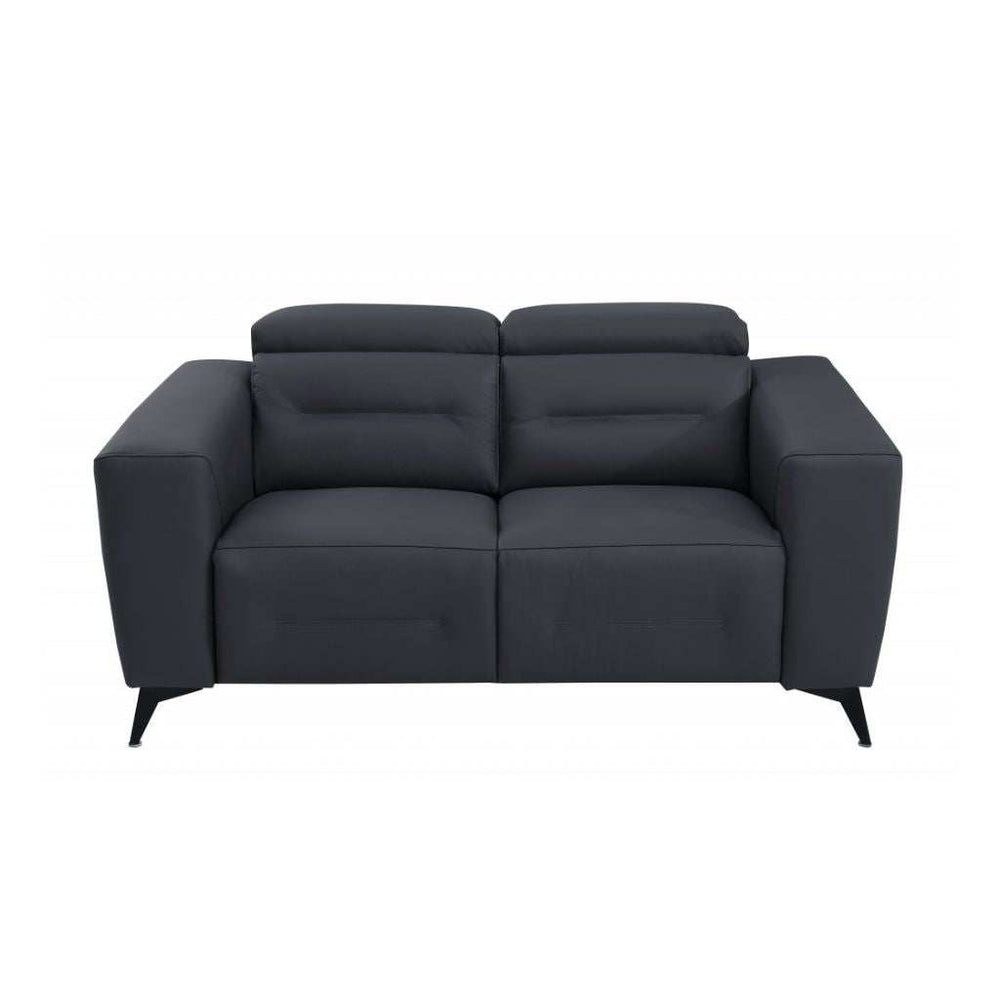 Two Piece Indoor Dark Gray Italian Leather Five Person Seating Set - Homeroots - Flyclothing LLC