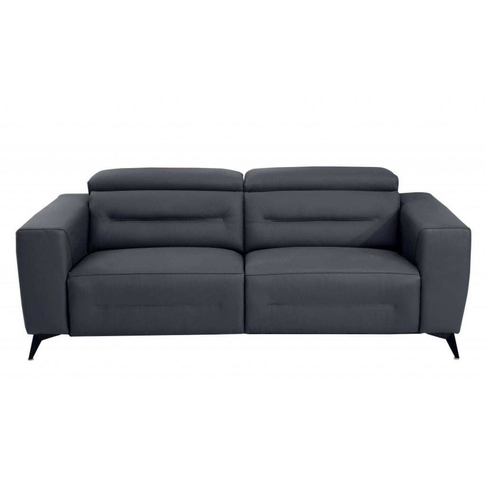 Two Piece Indoor Dark Gray Italian Leather Five Person Seating Set - Homeroots - Flyclothing LLC