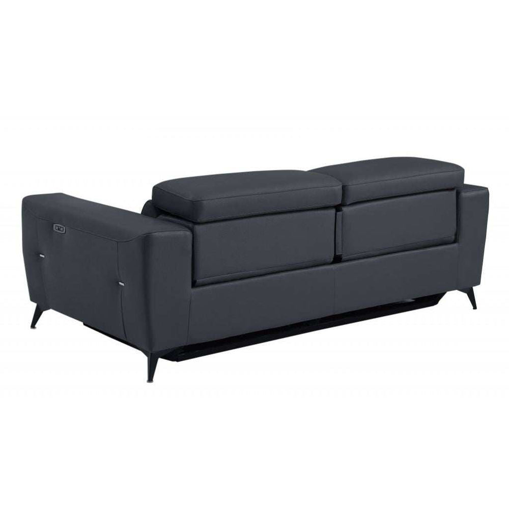 Two Piece Indoor Dark Gray Italian Leather Five Person Seating Set - Homeroots - Flyclothing LLC