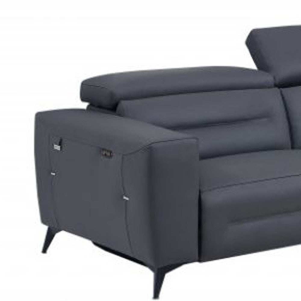 Two Piece Indoor Dark Gray Italian Leather Five Person Seating Set - Homeroots - Flyclothing LLC