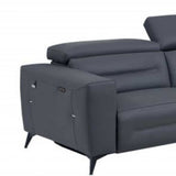 Two Piece Indoor Dark Gray Italian Leather Five Person Seating Set - Homeroots - Flyclothing LLC