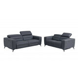 Two Piece Indoor Dark Gray Italian Leather Five Person Seating Set - Homeroots - Flyclothing LLC