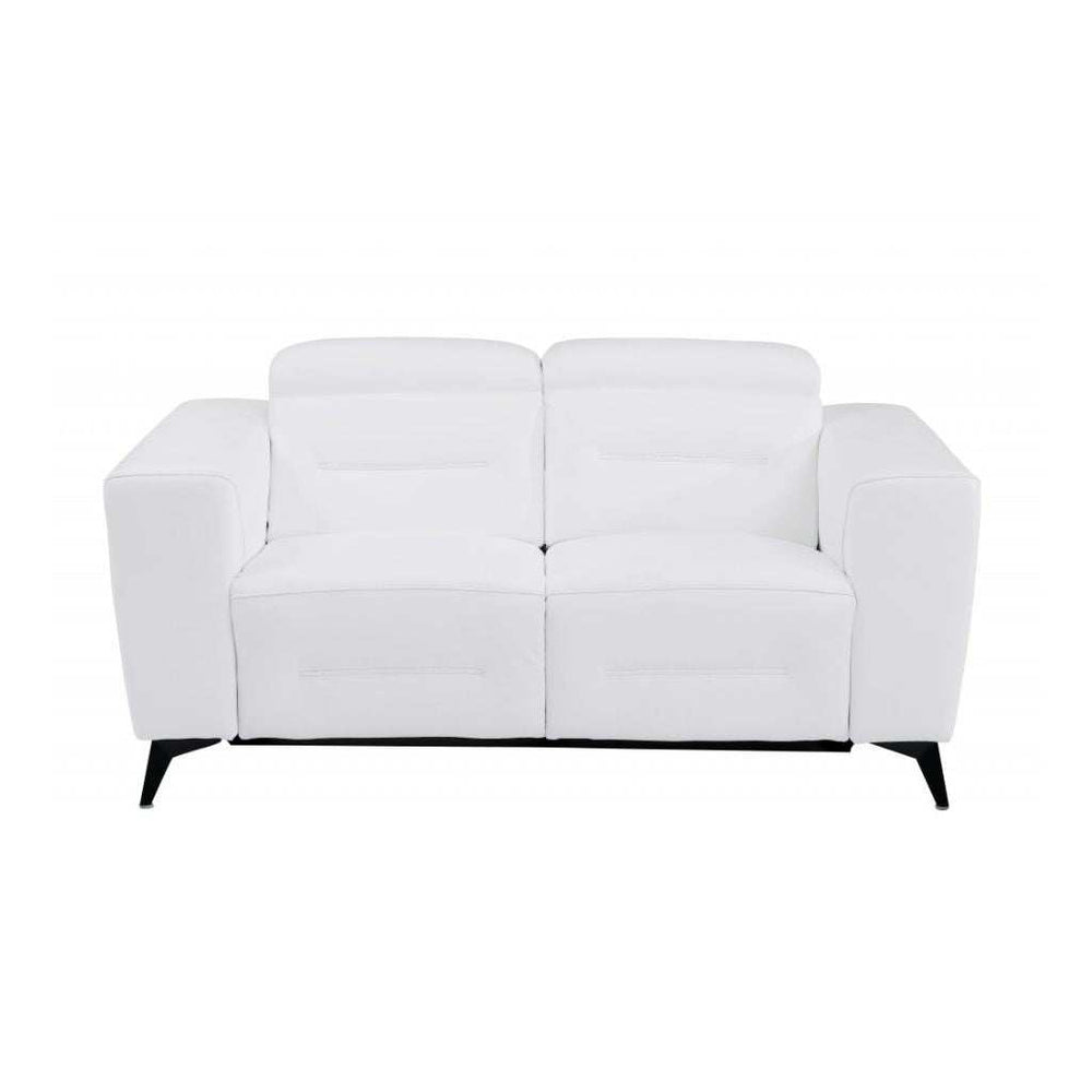 Three Piece Indoor White Italian Leather Six Person Seating Set - Homeroots - Flyclothing LLC