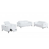 Three Piece Indoor White Italian Leather Six Person Seating Set - Homeroots - Flyclothing LLC