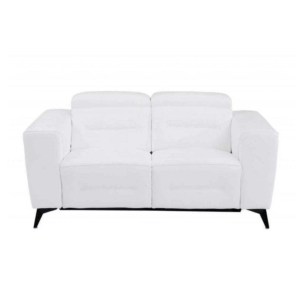 Two Piece Indoor White Italian Leather Five Person Seating Set - Homeroots - Flyclothing LLC