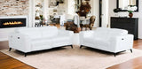 Two Piece Indoor White Italian Leather Five Person Seating Set - Homeroots - Flyclothing LLC