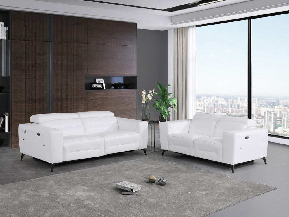 Two Piece Indoor White Italian Leather Five Person Seating Set - Homeroots - Flyclothing LLC