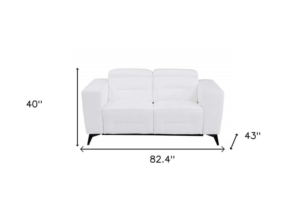 Two Piece Indoor White Italian Leather Five Person Seating Set - Homeroots - Flyclothing LLC