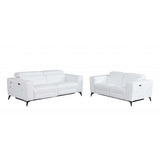 Two Piece Indoor White Italian Leather Five Person Seating Set - Homeroots - Flyclothing LLC