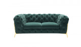74" Emerald And Gold Velvet Loveseat - Homeroots