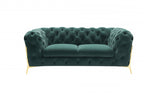74" Emerald And Gold Velvet Loveseat - Homeroots