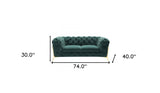 74" Emerald And Gold Velvet Loveseat - Homeroots