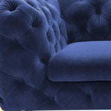 74" Blue And Gold Velvet Loveseat - Homeroots