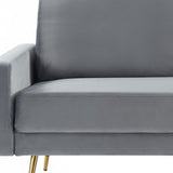 72" Gray Velvet Sofa With Brass Legs - Homeroots