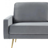 72" Gray Velvet Sofa With Brass Legs - Homeroots