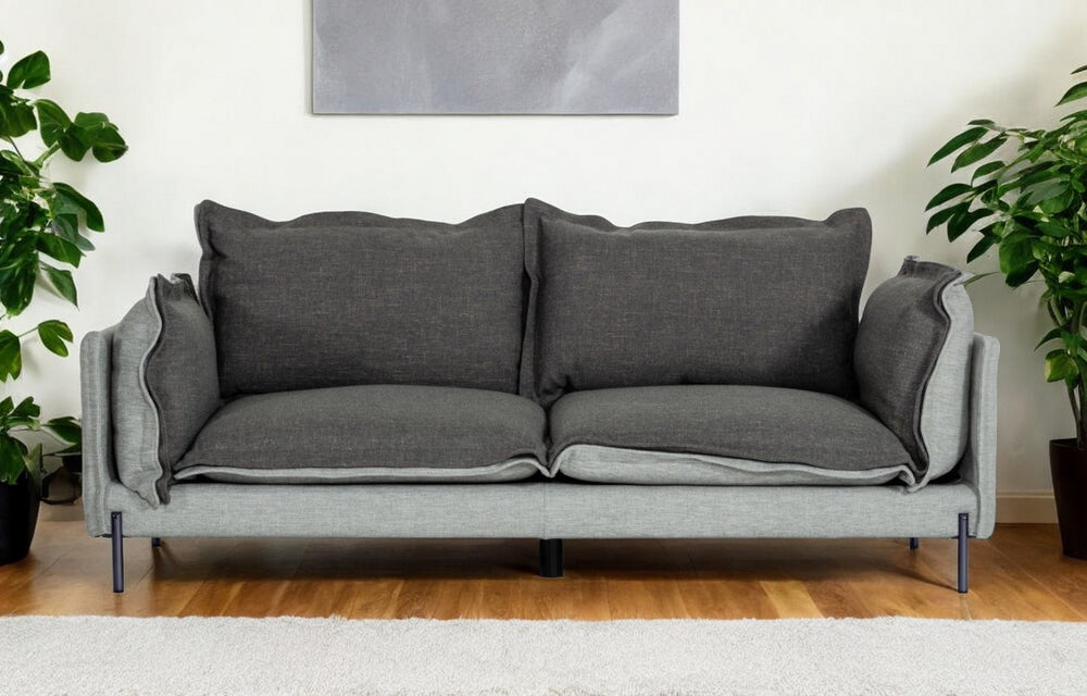 87" Dark Gray Polyester Blend Sofa With Silver Legs - Homeroots