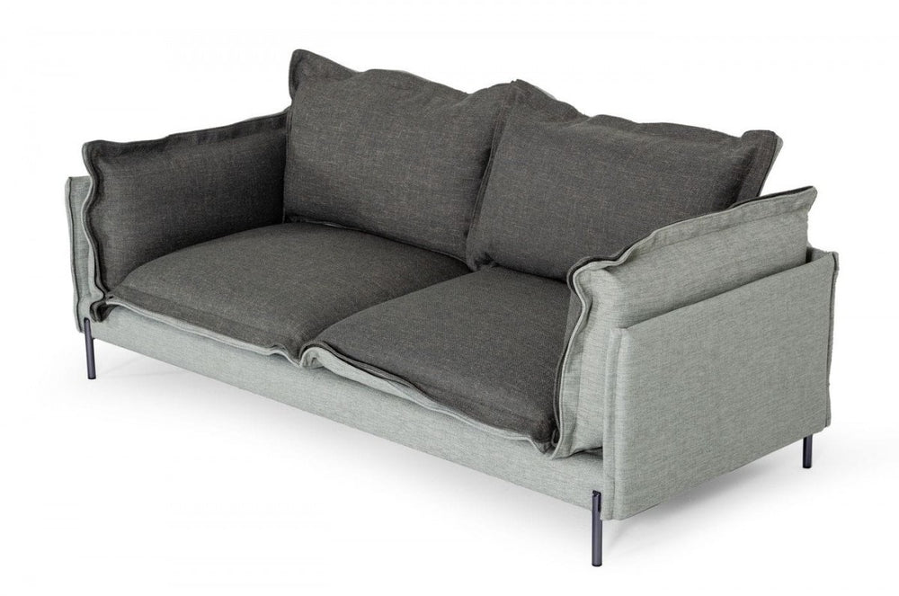 87" Dark Gray Polyester Blend Sofa With Silver Legs - Homeroots