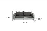 87" Dark Gray Polyester Blend Sofa With Silver Legs
