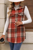 Plaid Button Up Vest Coat - Trendsi - Flyclothing LLC
