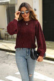 Tied Heathered Round Neck Long Sleeve Sweater - Trendsi - Flyclothing LLC