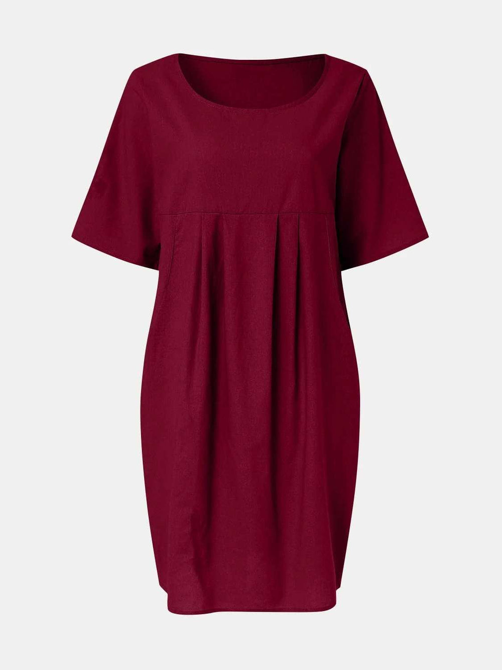 Full Size Round Neck Half Sleeve Dress with Pockets - Trendsi - Flyclothing LLC