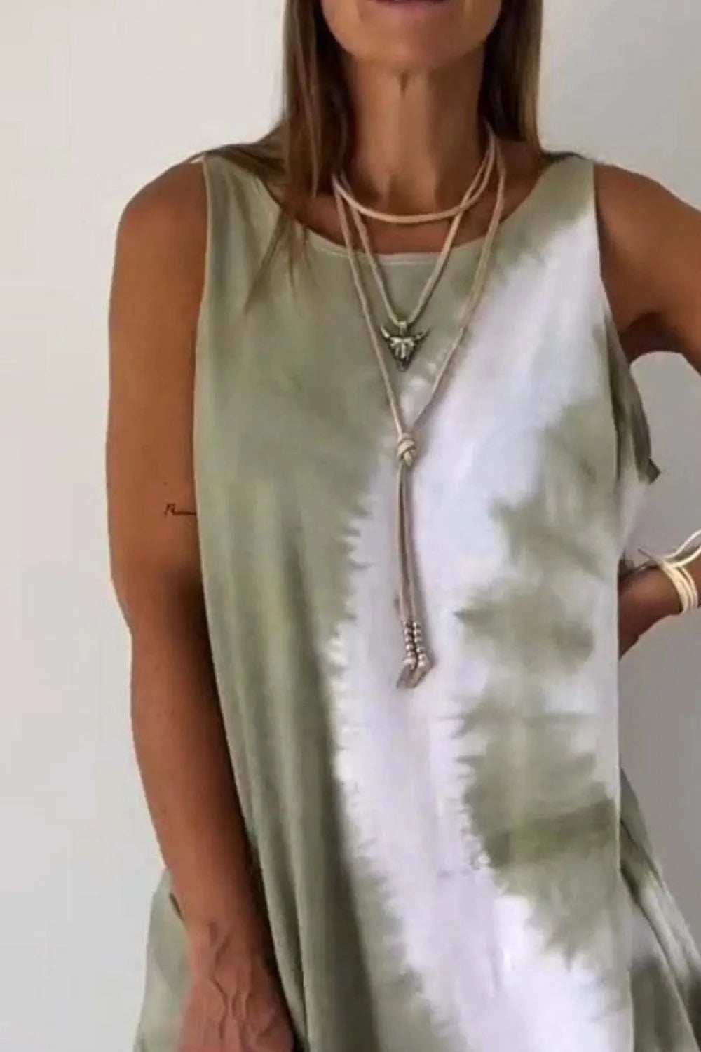 Full Size Tie-Dye Sleeveless Mini Tank Dress Plus Size - Trendsi - Flyclothing LLC