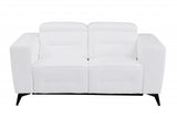 65" White And Black Italian Leather Power Reclining Loveseat - Homeroots