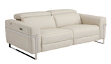 83" Beige Italian Leather USB Reclining Sofa With Silver Legs - Homeroots