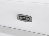 83" White Italian Leather USB Reclining Sofa With Chrome Legs - Homeroots